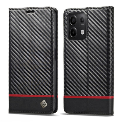 For Xiaomi Redmi Note 13 4G LC.IMEEKE Carbon Fiber Texture Flip Leather Phone Case(Horizontal Black) - Note 13 Cases by LC.IMEEKE | Online Shopping UK | buy2fix