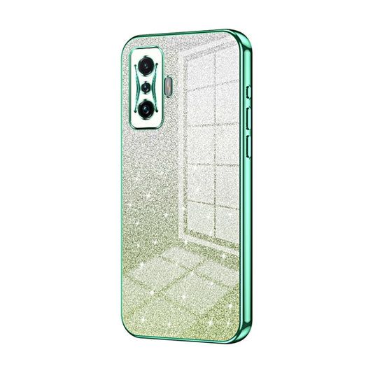 For Xiaomi Redmi K50 Gaming / Poco F4 GT Gradient Glitter Powder Electroplated Phone Case(Green) - Xiaomi Cases by buy2fix | Online Shopping UK | buy2fix