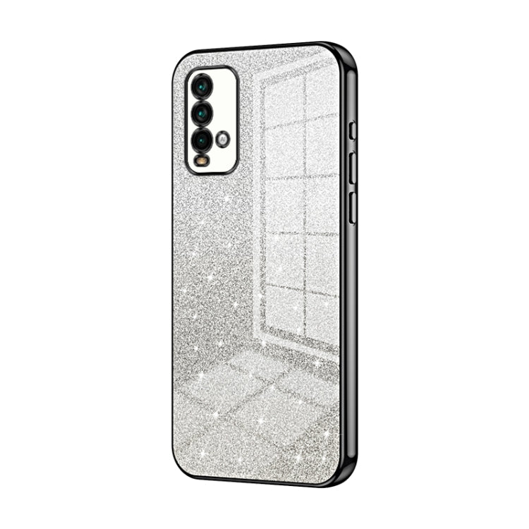 For Xiaomi Redmi Note 9 4G Gradient Glitter Powder Electroplated Phone Case(Black) - Xiaomi Cases by buy2fix | Online Shopping UK | buy2fix