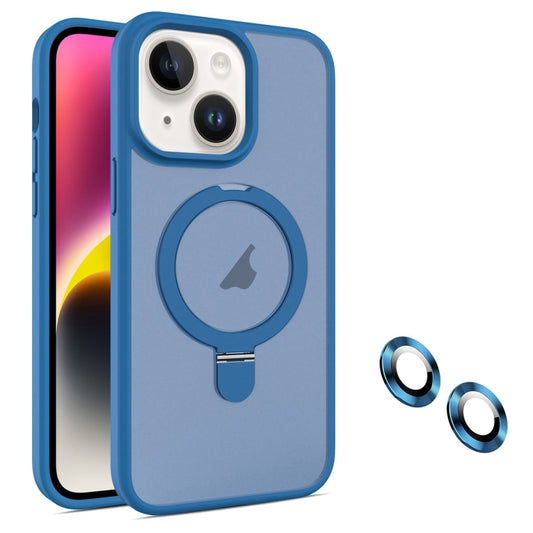 For iPhone 14 MagSafe Magnetic Holder Phone Case(Blue) - iPhone 14 Cases by buy2fix | Online Shopping UK | buy2fix