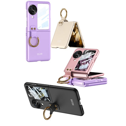 For OPPO Find N3 Flip GKK Integrated Ultra-thin Full Coverage Phone Case with Ring Holder(Purple) - Find N3 Flip Cases by GKK | Online Shopping UK | buy2fix