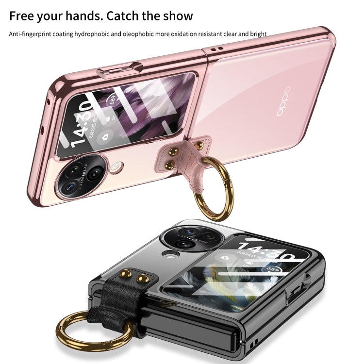 For OPPO Find N3 Flip GKK Electroplating Phone Case with Ring(Pink) - Find N3 Flip Cases by GKK | Online Shopping UK | buy2fix