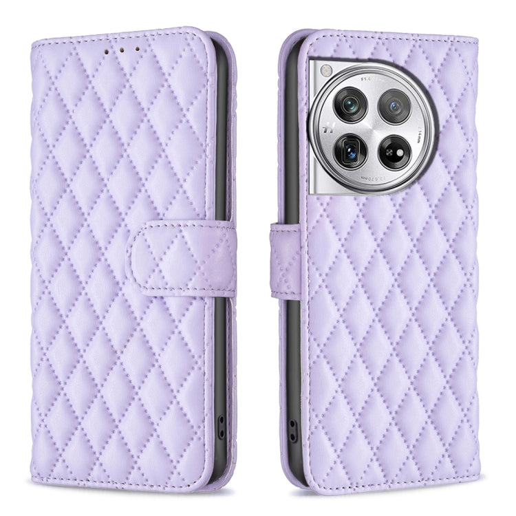 For OnePlus 12 5G Diamond Lattice Wallet Flip Leather Phone Case(Purple) - OnePlus Cases by buy2fix | Online Shopping UK | buy2fix