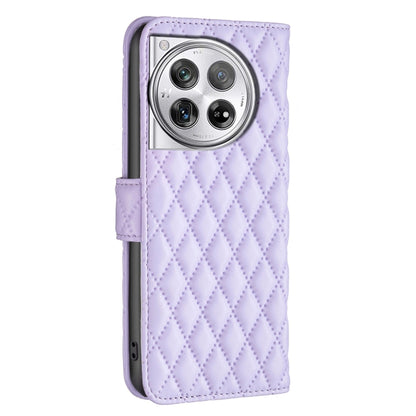 For OnePlus 12 5G Diamond Lattice Wallet Flip Leather Phone Case(Purple) - OnePlus Cases by buy2fix | Online Shopping UK | buy2fix