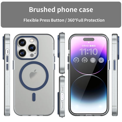 For iPhone 14 Pro MagSafe Frosted Translucent TPU + PC Full Coverage Phone Case(Dark Blue) - iPhone 14 Pro Cases by buy2fix | Online Shopping UK | buy2fix