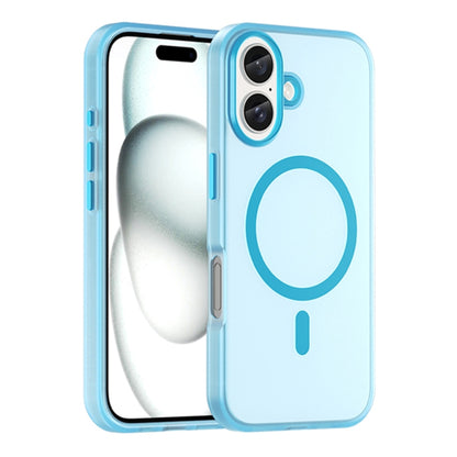 For iPhone 16 Plus MagSafe Frosted Translucent TPU + PC Full Coverage Phone Case(Blue) - iPhone 16 Plus Cases by buy2fix | Online Shopping UK | buy2fix