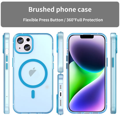 For iPhone 16 Plus MagSafe Frosted Translucent TPU + PC Full Coverage Phone Case(Blue) - iPhone 16 Plus Cases by buy2fix | Online Shopping UK | buy2fix