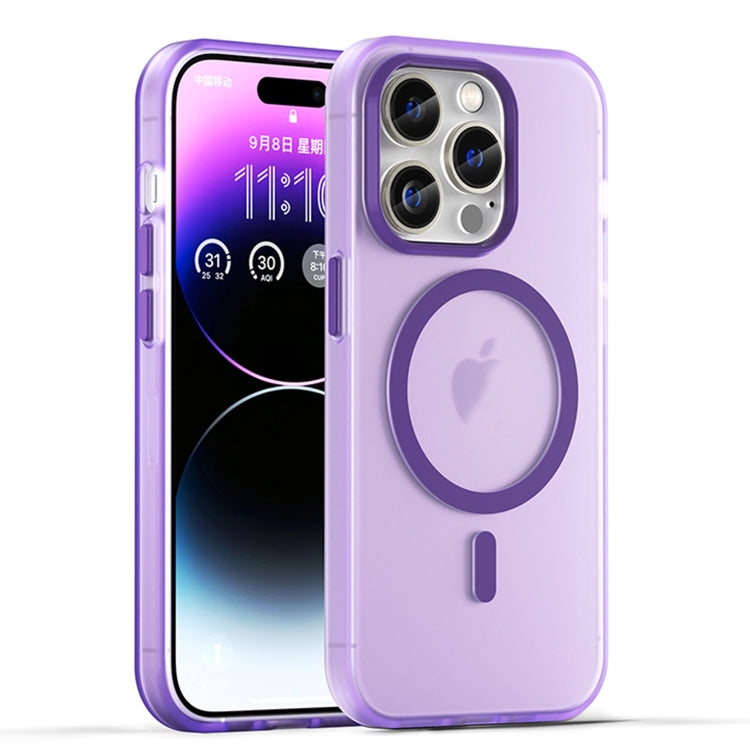 For iPhone 16 Pro Max MagSafe Frosted Translucent TPU + PC Full Coverage Phone Case(Dark Purple) - iPhone 16 Pro Max Cases by buy2fix | Online Shopping UK | buy2fix