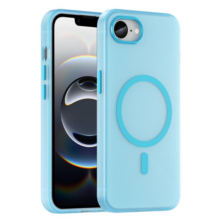 For iPhone 16e MagSafe Frosted Translucent TPU + PC Full Coverage Phone Case(Blue) - iPhone 16e Cases by buy2fix | Online Shopping UK | buy2fix