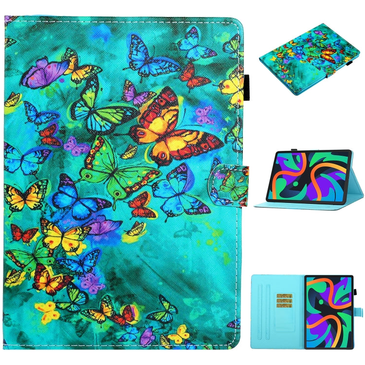 For Lenovo Tab M11/ Xiaoxin Pad 11 2024 Coloured Drawing Stitching Smart Leather Tablet Case(Green Butterfly) - Lenovo by buy2fix | Online Shopping UK | buy2fix