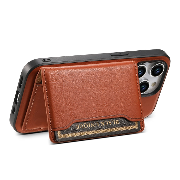 For iPhone 13 Pro Max Denior Cowhide Texture Leather MagSafe Detachable Wallet Phone Case(Brown) - iPhone 13 Pro Max Cases by Denior | Online Shopping UK | buy2fix