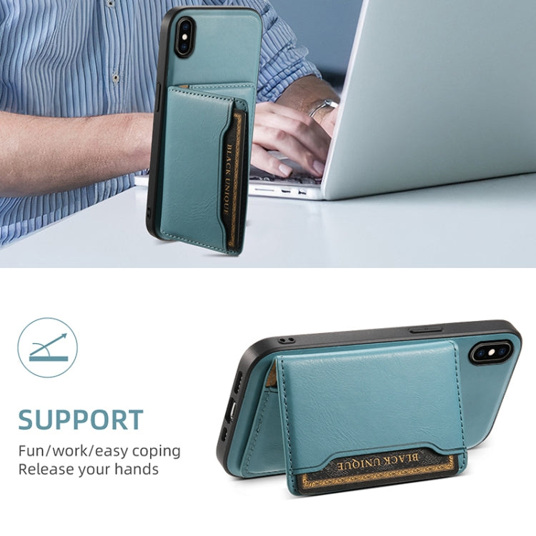 For iPhone XS Max Denior Cowhide Texture Leather MagSafe Detachable Wallet Phone Case(Blue) - More iPhone Cases by Denior | Online Shopping UK | buy2fix
