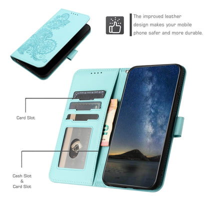 For OnePlus 12 Datura Flower Embossed Flip Leather Phone Case(Light blue) - OnePlus Cases by buy2fix | Online Shopping UK | buy2fix