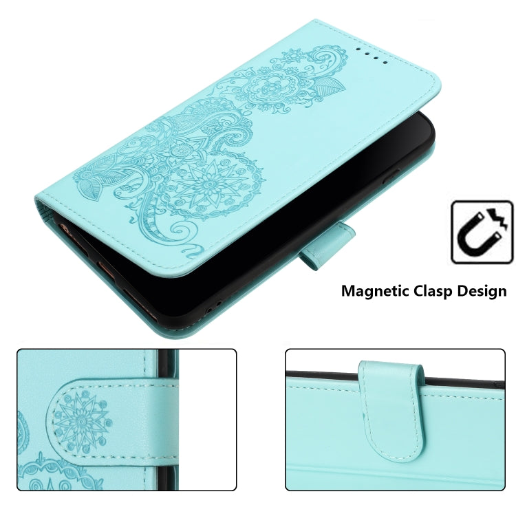 For OnePlus 12 Datura Flower Embossed Flip Leather Phone Case(Light blue) - OnePlus Cases by buy2fix | Online Shopping UK | buy2fix