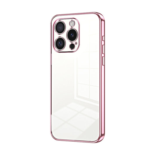 For iPhone 16 Pro Transparent Plating Fine Hole Phone Case(Pink) - iPhone 16 Pro Cases by buy2fix | Online Shopping UK | buy2fix