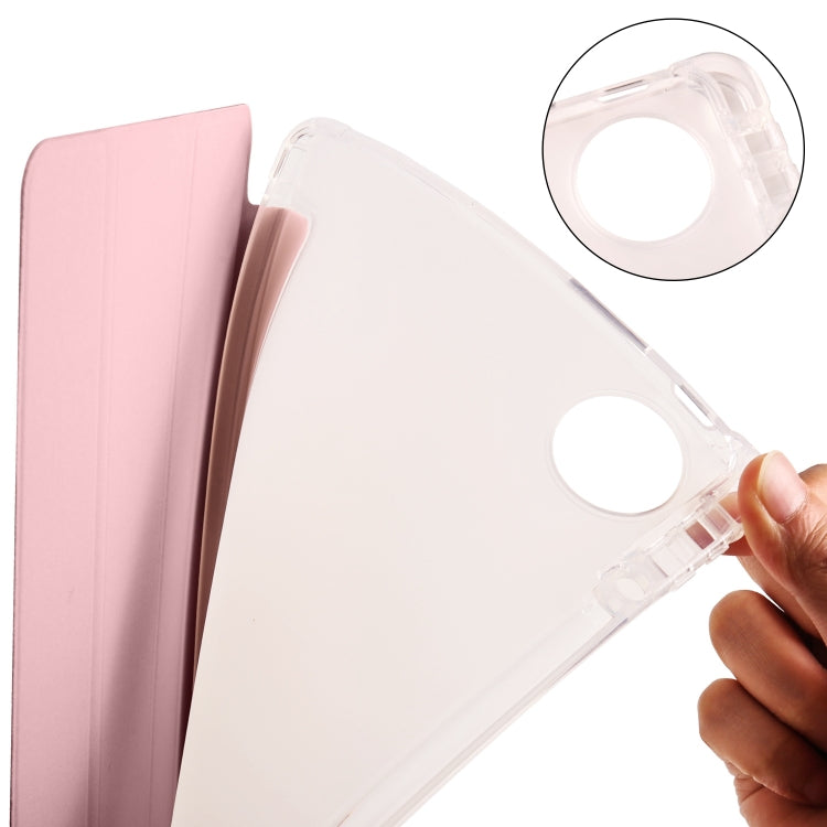 For Huawei MatePad Pro 11 2024 3-fold Clear TPU Leather Tablet Case with Pen Slot(Pink) - Huawei by buy2fix | Online Shopping UK | buy2fix