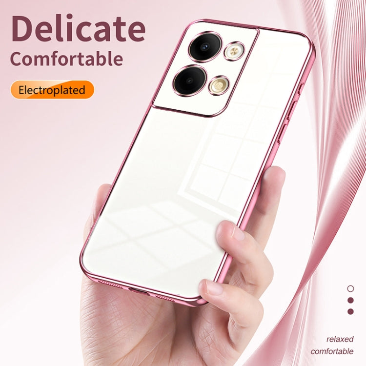 For OPPO Reno9 / Reno9 Pro Transparent Plating Fine Hole Phone Case(Purple) - OPPO Cases by buy2fix | Online Shopping UK | buy2fix