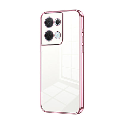 For OPPO Reno8 Transparent Plating Fine Hole Phone Case(Pink) - OPPO Cases by buy2fix | Online Shopping UK | buy2fix