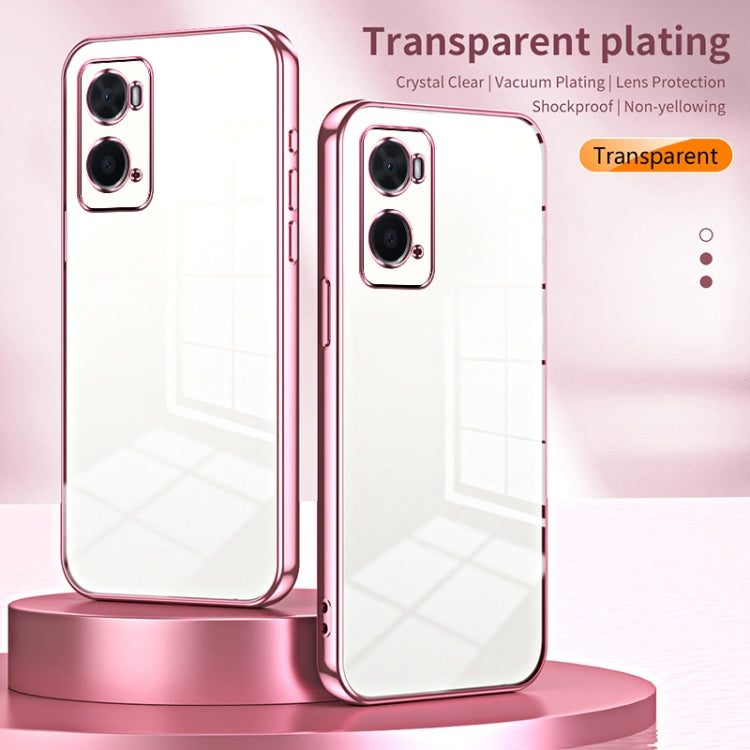 For OPPO A36 / A76 / A96 4G Global Transparent Plating Fine Hole Phone Case(Pink) - OPPO Cases by buy2fix | Online Shopping UK | buy2fix