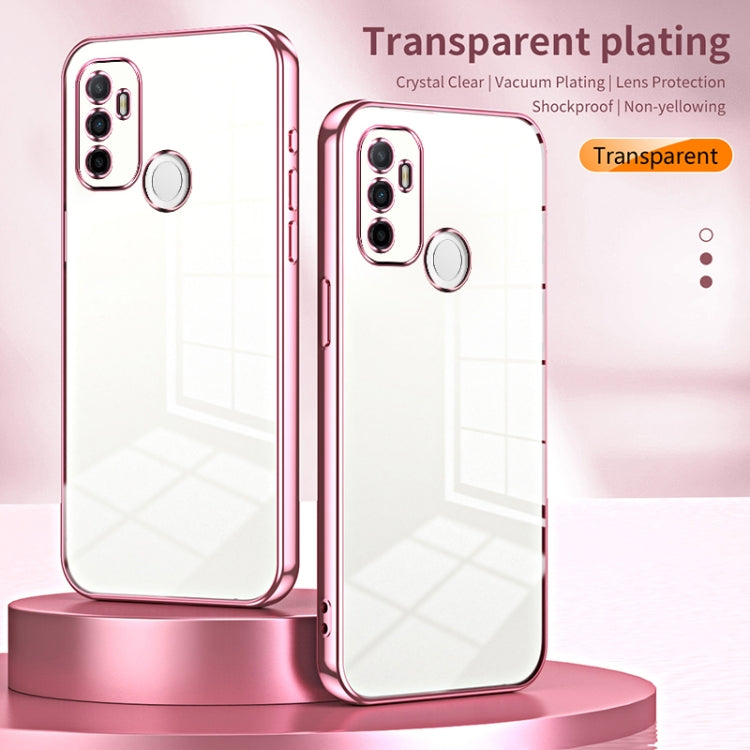 For OPPO A53 2020 / A32 / A11s  Transparent Plating Fine Hole Phone Case(Pink) - OPPO Cases by buy2fix | Online Shopping UK | buy2fix