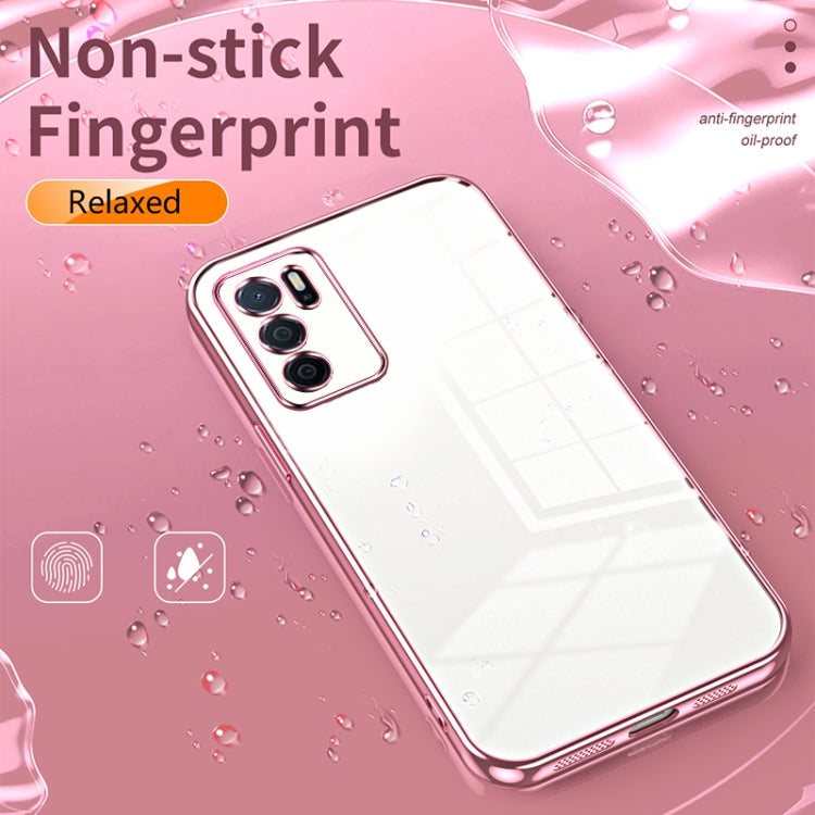 For OPPO A16 / A16s / A54s Transparent Plating Fine Hole Phone Case(Pink) - OPPO Cases by buy2fix | Online Shopping UK | buy2fix
