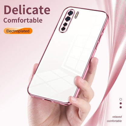 For OPPO Reno3 4G / F15 / A91 Transparent Plating Fine Hole Phone Case(Pink) - OPPO Cases by buy2fix | Online Shopping UK | buy2fix