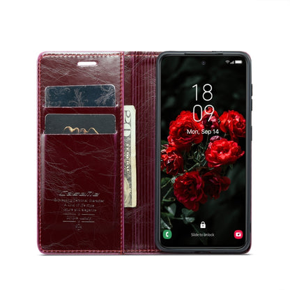 For Samsung Galaxy S24 5G CaseMe 003 Crazy Horse Texture Flip Leather Phone Case(Mulberry Red) - Galaxy S24 5G Cases by CaseMe | Online Shopping UK | buy2fix