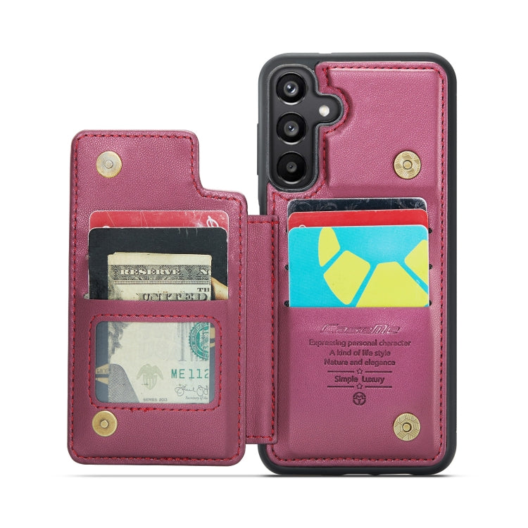 For Samsung Galaxy A35 5G CaseMe C22 PC+TPU Business Style RFID Anti-theft Leather Phone Case(Wine Red) - Galaxy Phone Cases by CaseMe | Online Shopping UK | buy2fix