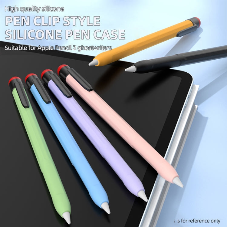 For Apple Pencil 2 Pen Clip Silicone Stylus Pen Protective Case(Matcha Green) - Pencil Accessories by buy2fix | Online Shopping UK | buy2fix