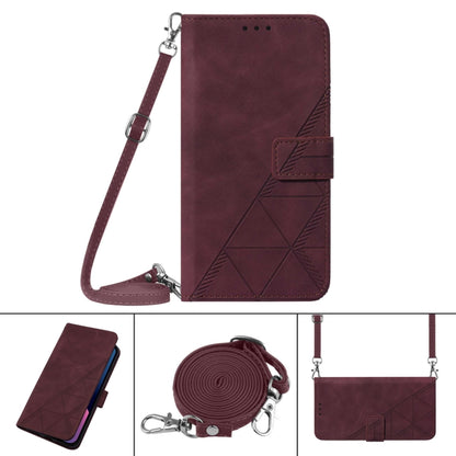 For Motorola Moto G Play 4G 2024 Crossbody 3D Embossed Flip Leather Phone Case(Wine Red) - Motorola Cases by buy2fix | Online Shopping UK | buy2fix