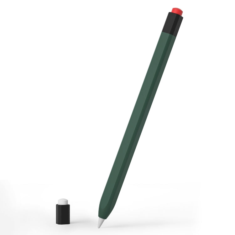 For Apple Pencil 1 Retro Pencil Style Liquid Silicone Stylus Case(Dark Green) - Pencil Accessories by buy2fix | Online Shopping UK | buy2fix