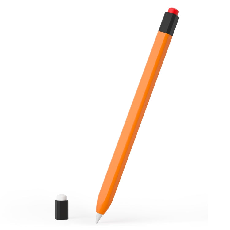 For Apple Pencil 1 Retro Pencil Style Liquid Silicone Stylus Case(Orange) - Pencil Accessories by buy2fix | Online Shopping UK | buy2fix