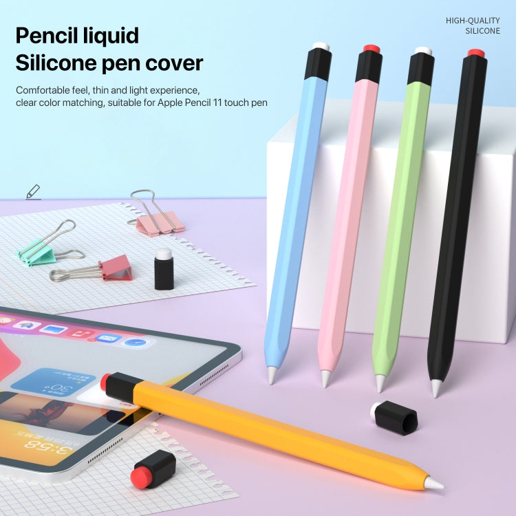 For Apple Pencil 1 Retro Pencil Style Liquid Silicone Stylus Case(Dark Green) - Pencil Accessories by buy2fix | Online Shopping UK | buy2fix