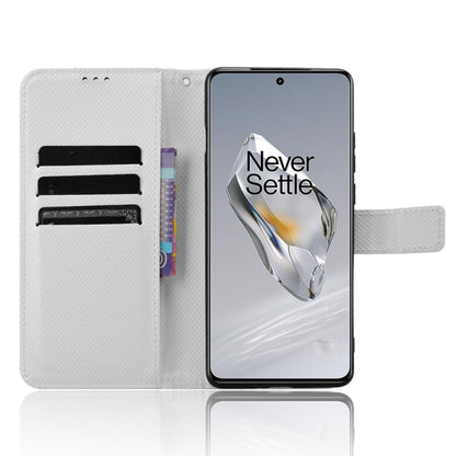 For OnePlus 12 Diamond Texture Leather Phone Case(White) - OnePlus Cases by buy2fix | Online Shopping UK | buy2fix