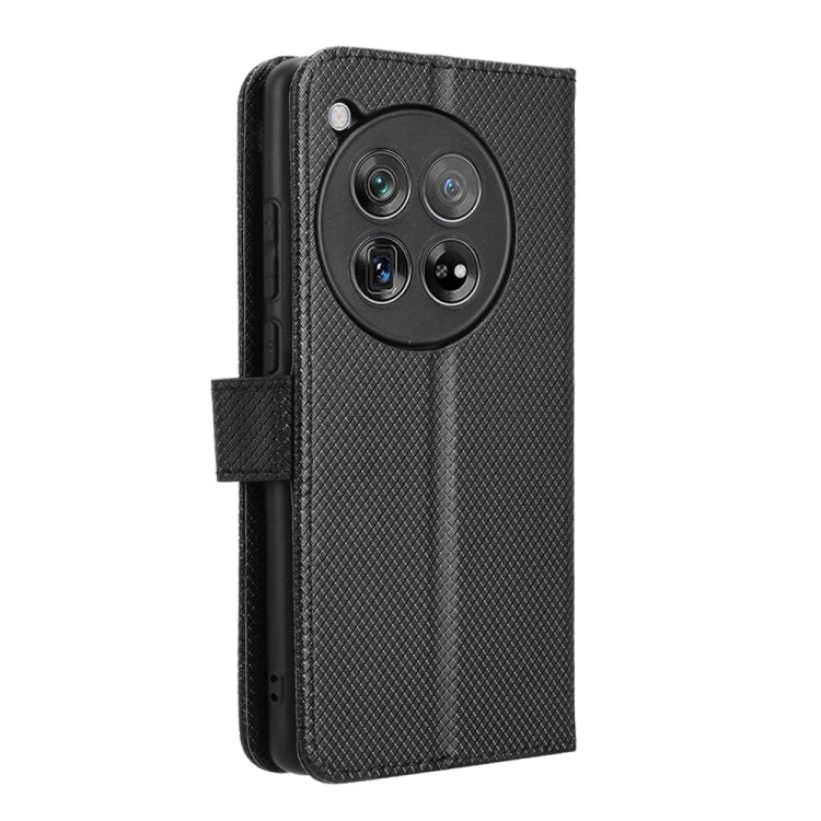 For OnePlus 12 Diamond Texture Leather Phone Case(Black) - OnePlus Cases by buy2fix | Online Shopping UK | buy2fix