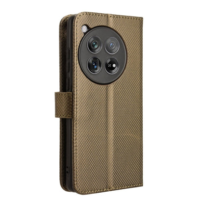 For OnePlus 12 Diamond Texture Leather Phone Case(Brown) - OnePlus Cases by buy2fix | Online Shopping UK | buy2fix