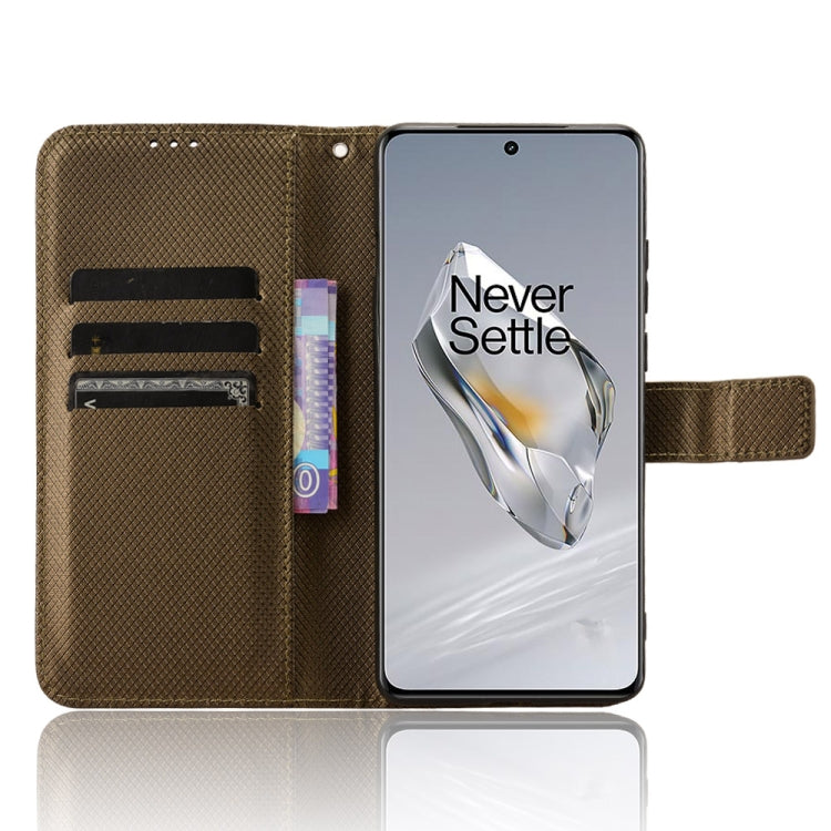 For OnePlus 12 Diamond Texture Leather Phone Case(Brown) - OnePlus Cases by buy2fix | Online Shopping UK | buy2fix