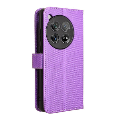 For OnePlus 12 Diamond Texture Leather Phone Case(Purple) - OnePlus Cases by buy2fix | Online Shopping UK | buy2fix