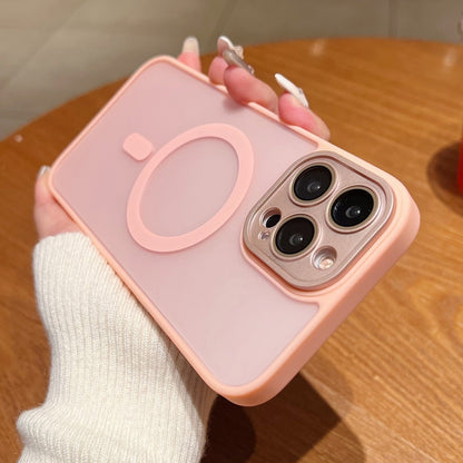 For iPhone 14 MagSafe Skin Feel Phone Case with Lens Film(Pink) - iPhone 14 Cases by buy2fix | Online Shopping UK | buy2fix