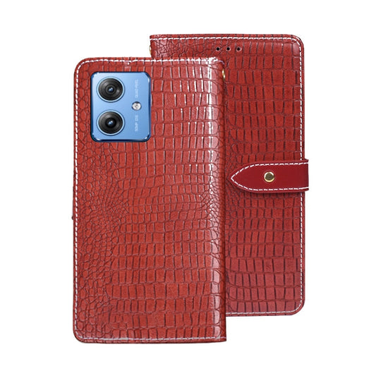 For Motorola Moto G54 5G idewei Crocodile Texture Leather Phone Case(Red) - Motorola Cases by idewei | Online Shopping UK | buy2fix