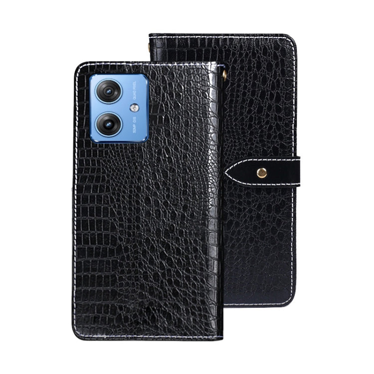 For Motorola Moto G54 5G idewei Crocodile Texture Leather Phone Case(Black) - Motorola Cases by idewei | Online Shopping UK | buy2fix