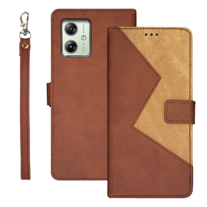 For Motorola Moto G54 5G EU Version idewei Two-color Splicing Leather Phone Case(Brown) - Motorola Cases by idewei | Online Shopping UK | buy2fix