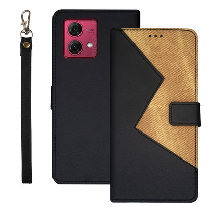 For Motorola Moto G84 5G idewei Two-color Splicing Leather Phone Case(Black) - Motorola Cases by idewei | Online Shopping UK | buy2fix