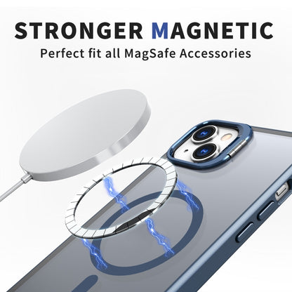 For iPhone 12 Metal Invisible Camera Holder MagSafe Magnetic Phone Case(Blue) - iPhone 12 / 12 Pro Cases by buy2fix | Online Shopping UK | buy2fix