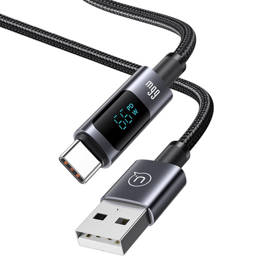 USAMS US-SJ673 USB To Type-C 6A Fast Charge Digital Display Data Cable, Length: 1.2m(Black) - USB-C & Type-C Cable by USAMS | Online Shopping UK | buy2fix