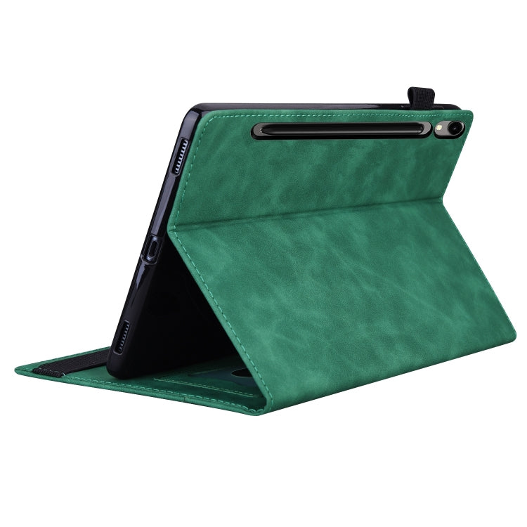 For Samsung Galaxy Tab S9+ /S8+ /S7+ Splicing Shockproof Smart Leather Tablet Case(Green) - Galaxy Tab S9+ Cases by buy2fix | Online Shopping UK | buy2fix