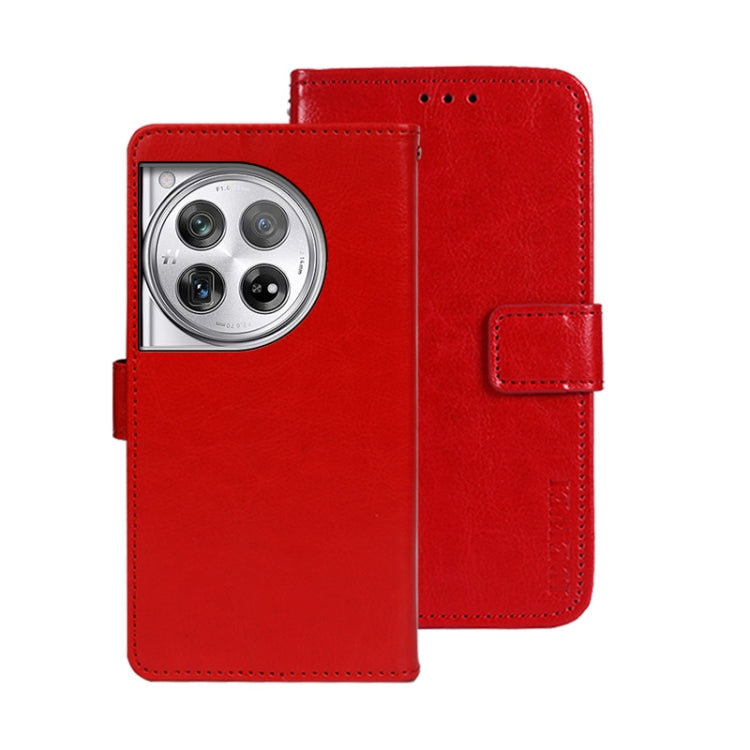 For OnePlus 12 idewei Crazy Horse Texture Leather Phone Case(Red) - OnePlus Cases by idewei | Online Shopping UK | buy2fix