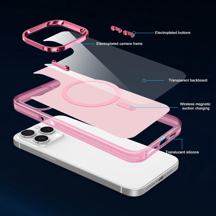 For iPhone 15 Plus Electroplated IMD Magsafe PC Hybrid TPU Phone Case(Pink) - iPhone 15 Plus Cases by buy2fix | Online Shopping UK | buy2fix