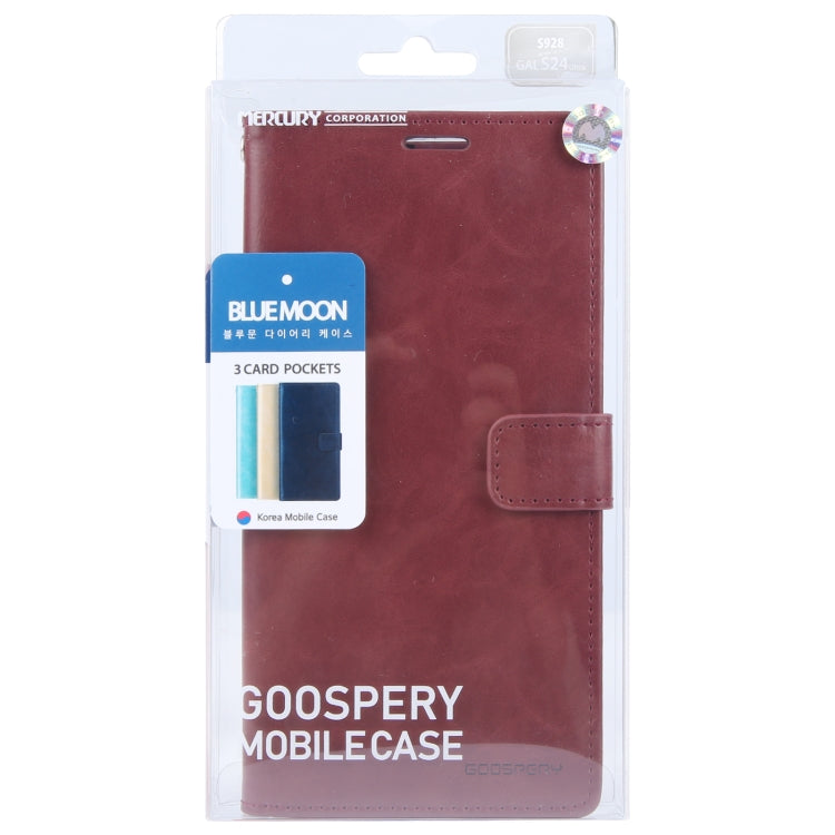 For Samsung Galaxy S24 Ultra 5G GOOSPERY BLUE MOON Crazy Horse Texture Leather Phone Case(Wine Red) - Galaxy S24 Ultra 5G Cases by GOOSPERY | Online Shopping UK | buy2fix