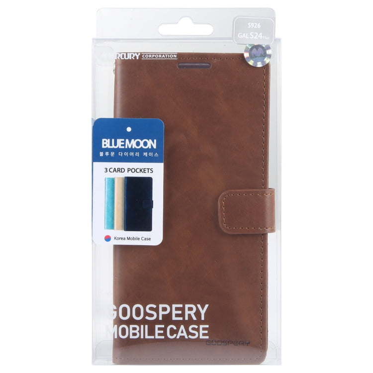 For Samsung Galaxy S24+ 5G GOOSPERY BLUE MOON Crazy Horse Texture Leather Phone Case(Brown) - Galaxy S24+ 5G Cases by GOOSPERY | Online Shopping UK | buy2fix